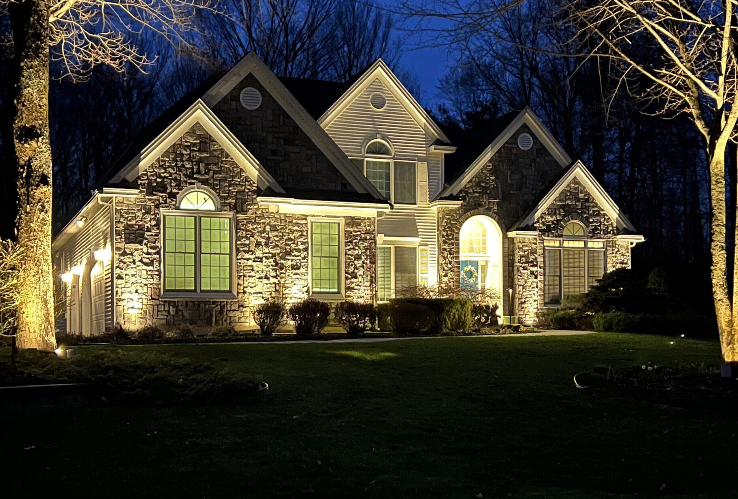 Front exterior lighting enhancing curb appeal in Nashville Tennessee